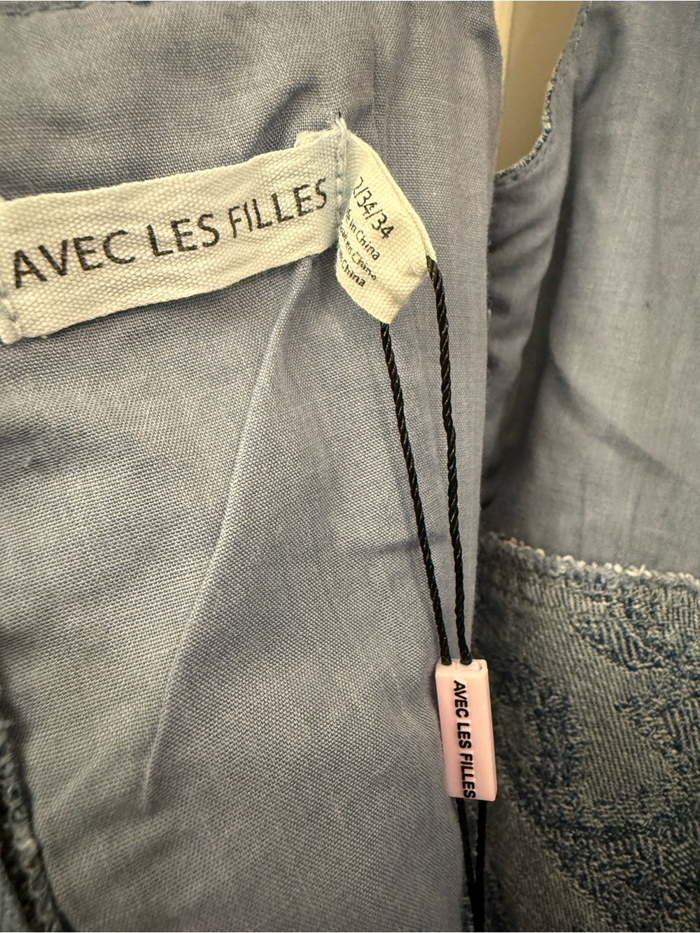 Avec Les Filles Slate Blue Denim Paisley Square-Neck Midi Dress - Picture 7 of 8